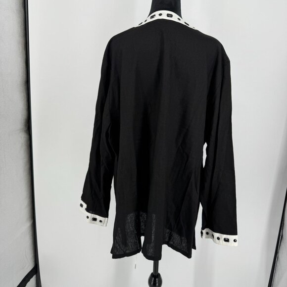 Alexandra Bartlett Womans Linen Tunic Top Size 3X Beaded Oversized Lagenlook - Picture 6 of 7